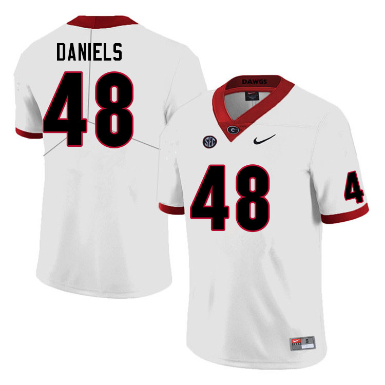 Men #48 Joseph Daniels Georgia Bulldogs College Football Jerseys Sale-White - Click Image to Close
